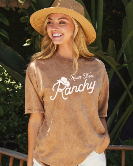 Raise Them Ranchy Mineral Washed Graphic Top