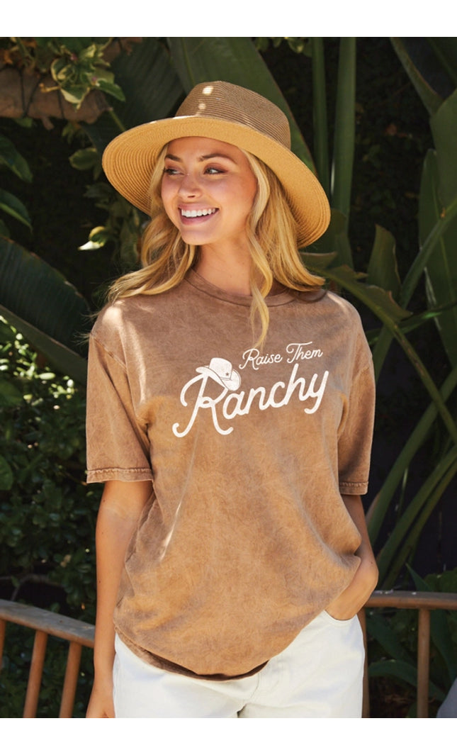 Raise Them Ranchy Mineral Washed Graphic Top