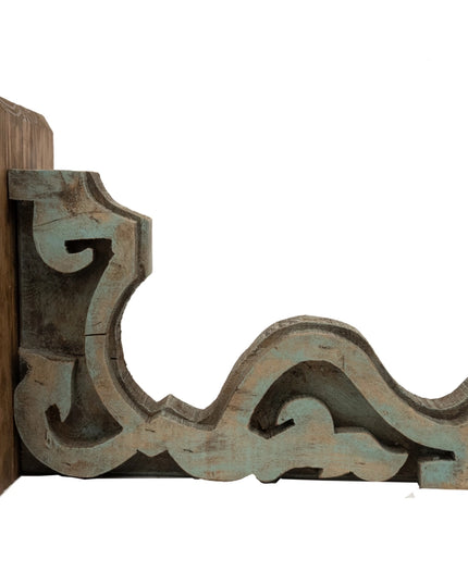 Zuni Wooden Corbel Shelf-Rustic-10Wx10Dx17H in-Turquoise