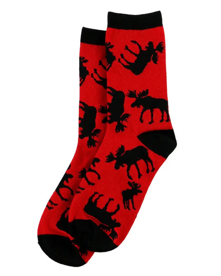 Red Classic Moose Crew Sock One Size