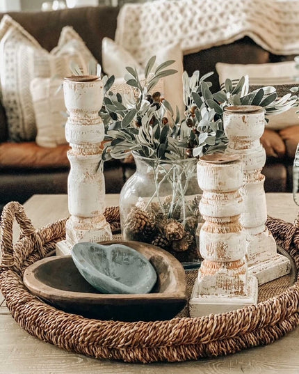 Wood Candle Holder, 3 Pc Set, Handmade