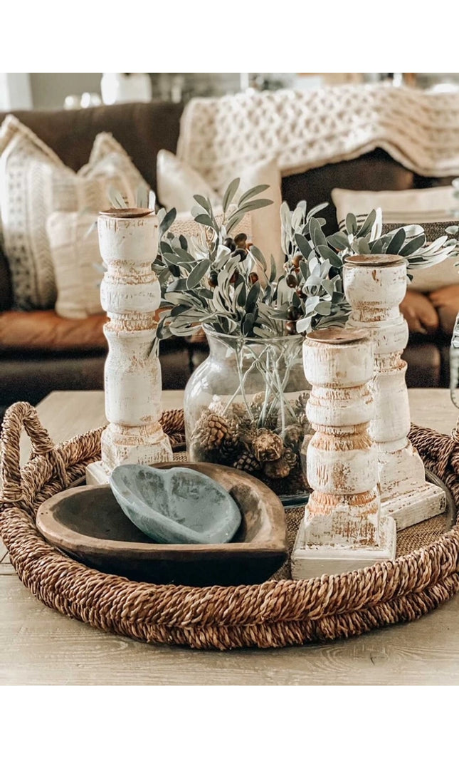 Wood Candle Holder, 3 Pc Set, Handmade