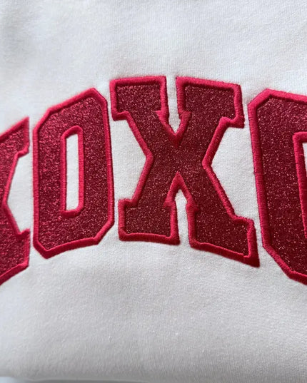 Embroidered Glitter Valentines Day Xoxo Crewneck