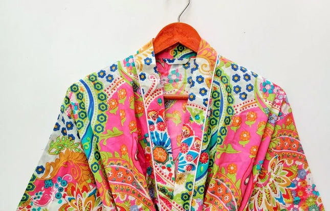 Long Cotton Kimono Bohemian Sleepwear