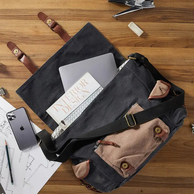 Sebastian Up-Cycled Canvas Men's Messenger Bag