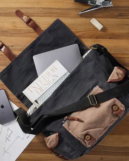Sebastian Up-Cycled Canvas Men's Messenger Bag