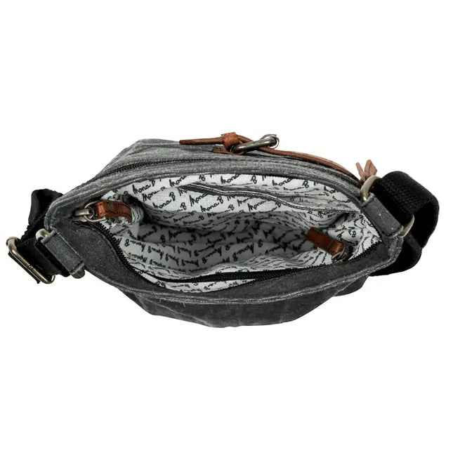 Unisex Crossbody Bag with Upcycled Canvas & Leather