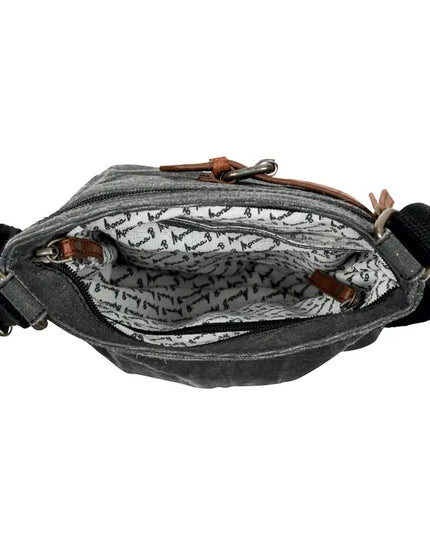 Unisex Crossbody Bag with Upcycled Canvas & Leather